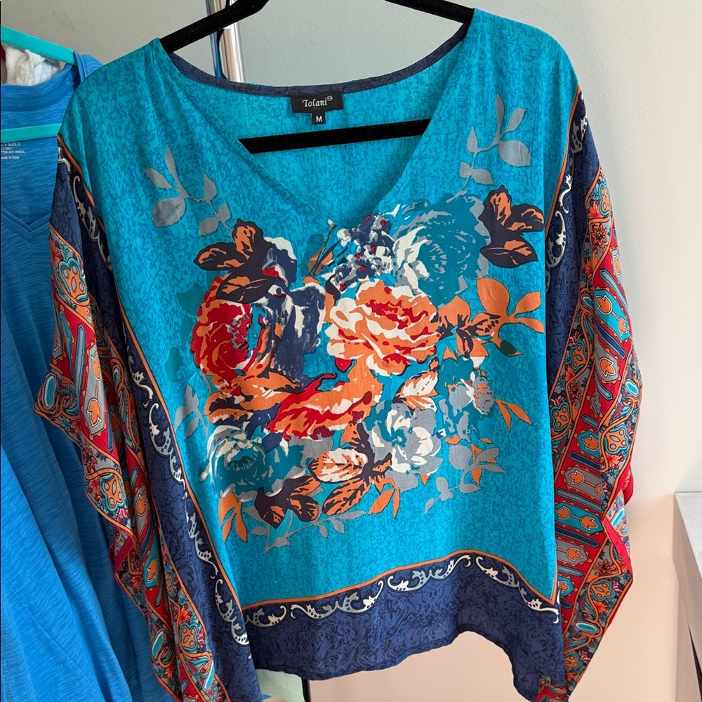 Vibrant Silk Floral Print Top